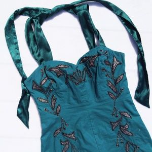 Free People Teal Mini Wiggle Dress